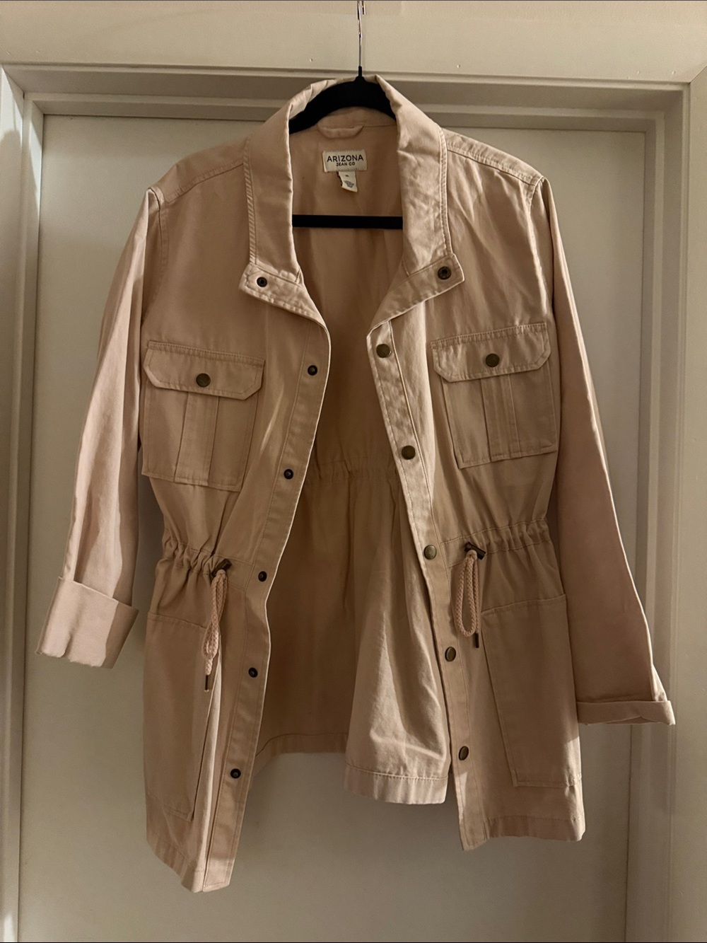 Arizona Jean Company Light Tan Utility Jacket with Drawstring Waist